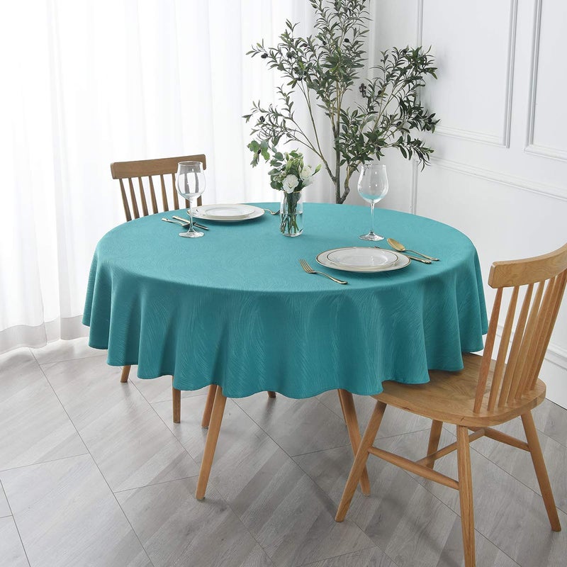 maxmill Jacquard Round Table Cloth Swirl Design Waterproof Antiwrinkle Spillproof Heavy Weight Soft Tablecloths for Circular Table Cover and Kitchen Dinning Tabletop Round 70 Inch Teal - Image 1
